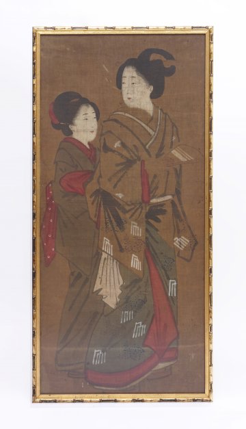 Kakémono en soie à décor de geishas, Japon époque Meiji