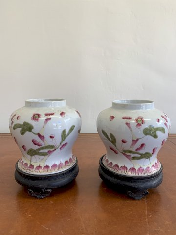 Paire de pots gingembre décor de bambous Chine période République 