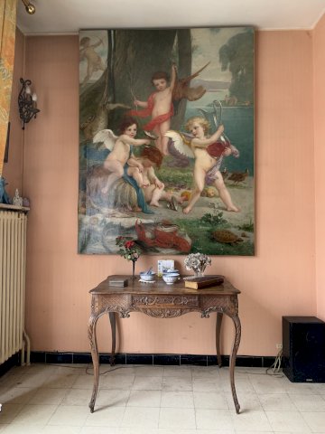 Huile sur Toile décor Les Amours 19ème 