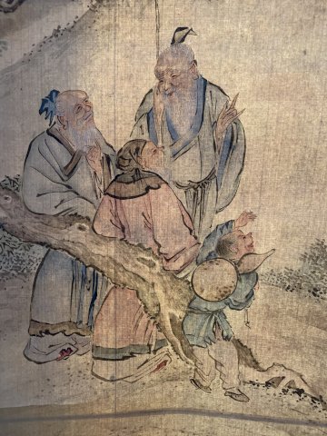 Peinture sur Soie « Décor de Sages et Enfants »Chine Période Républicaine 