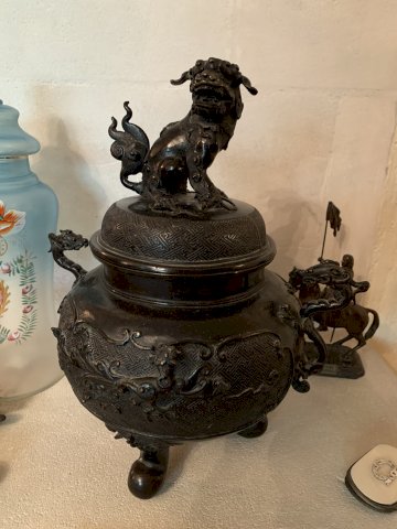 Important Brûle-Parfum Bronze Patiné Chine vers 1880