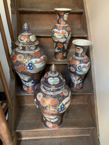 Garniture Porcelaine Japon Époque Meiji Décor Imari 